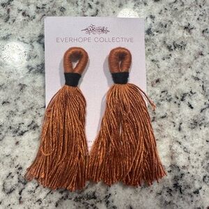 Everhope Collective Rust Tassel Statement Earrings Boho Lightweight